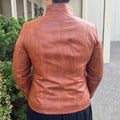 Classic Women's Lamb Leather Zip Jacket with Woven Pocket Design - Velora Luxury Fashion