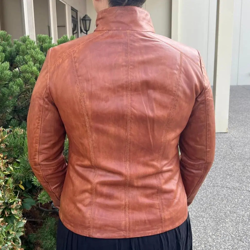 Classic Women's Lamb Leather Zip Jacket with Woven Pocket Design - Velora Luxury Fashion