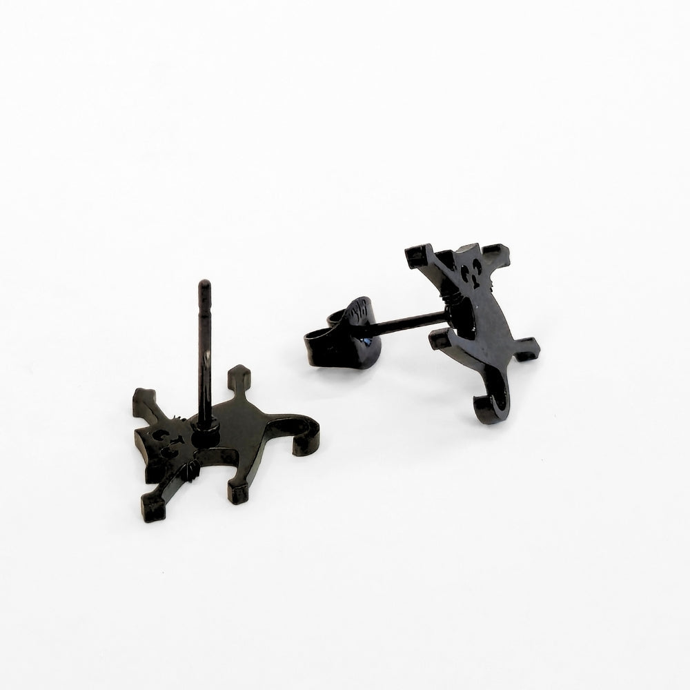 Clinging Black Cat Studs - Velora
