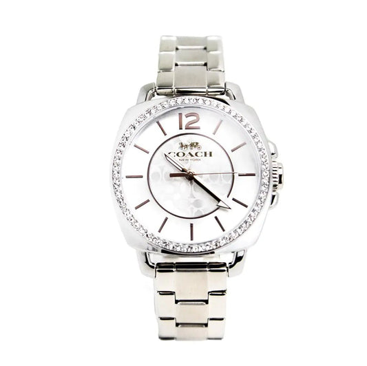 Coach Boyfriend Crystal Bezel Silver Stainless Steel Watch - Velora Luxury Fashion