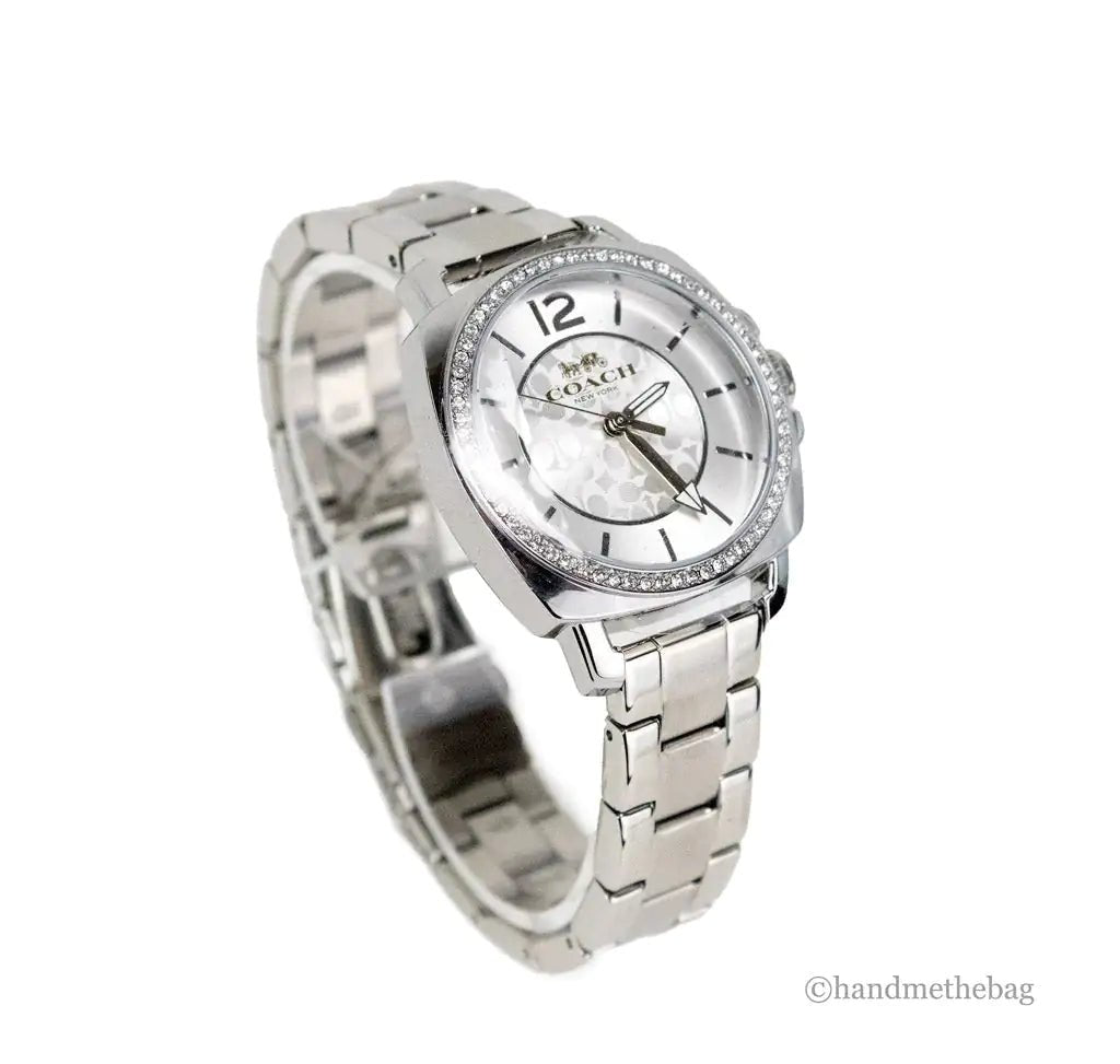 Coach Boyfriend Crystal Bezel Silver Stainless Steel Watch - Velora Luxury Fashion