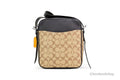 Coach Hudson 21 Khaki Terracotta Signature Varsity Stripe Crossbody - Velora Luxury Fashion