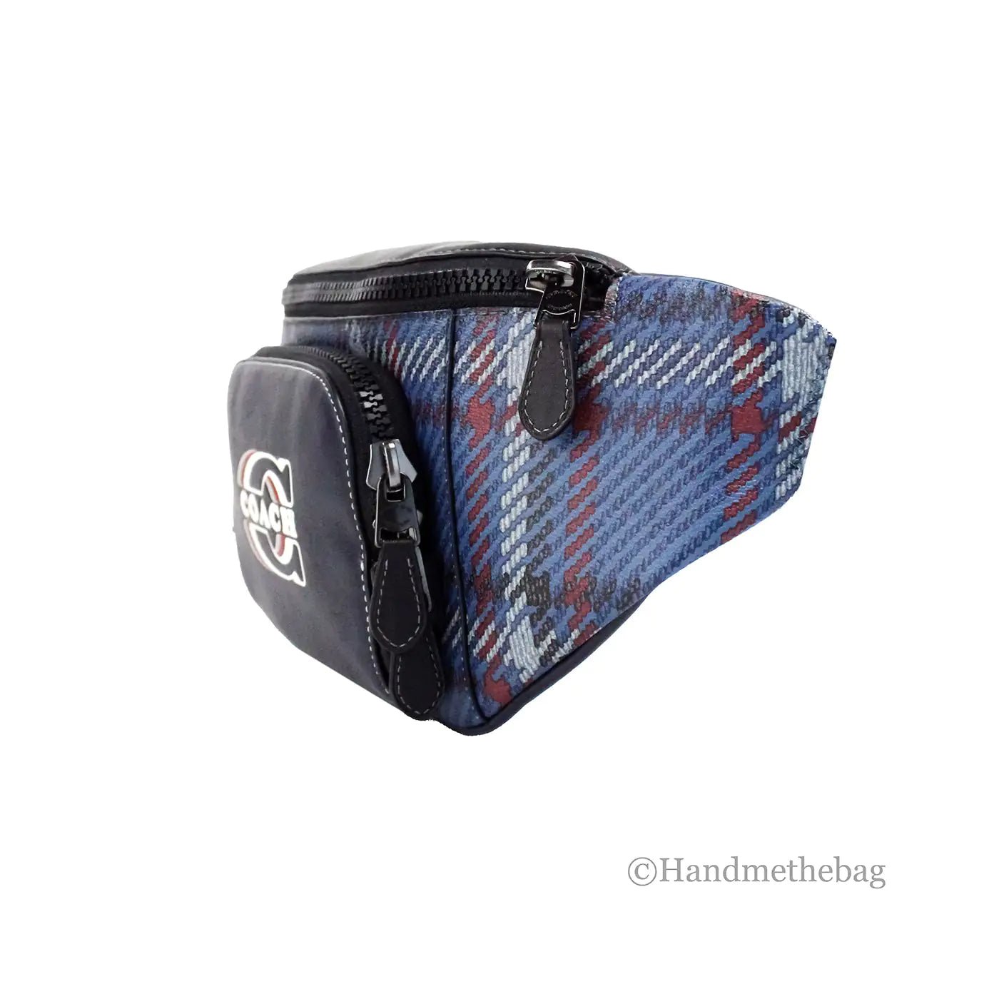 Coach Navy Plaid Canvas Belt Bag - Velora Luxury Fashion