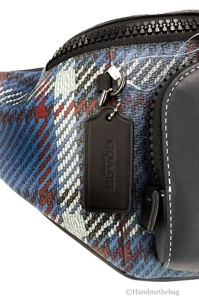 Coach Navy Plaid Canvas Belt Bag - Velora Luxury Fashion
