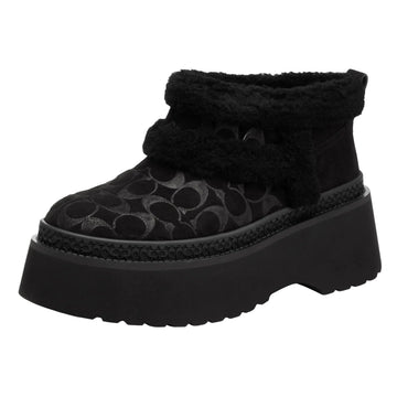 Coach Womens Christina Shearling Bootie Black 5 - Velora Luxury Fashion