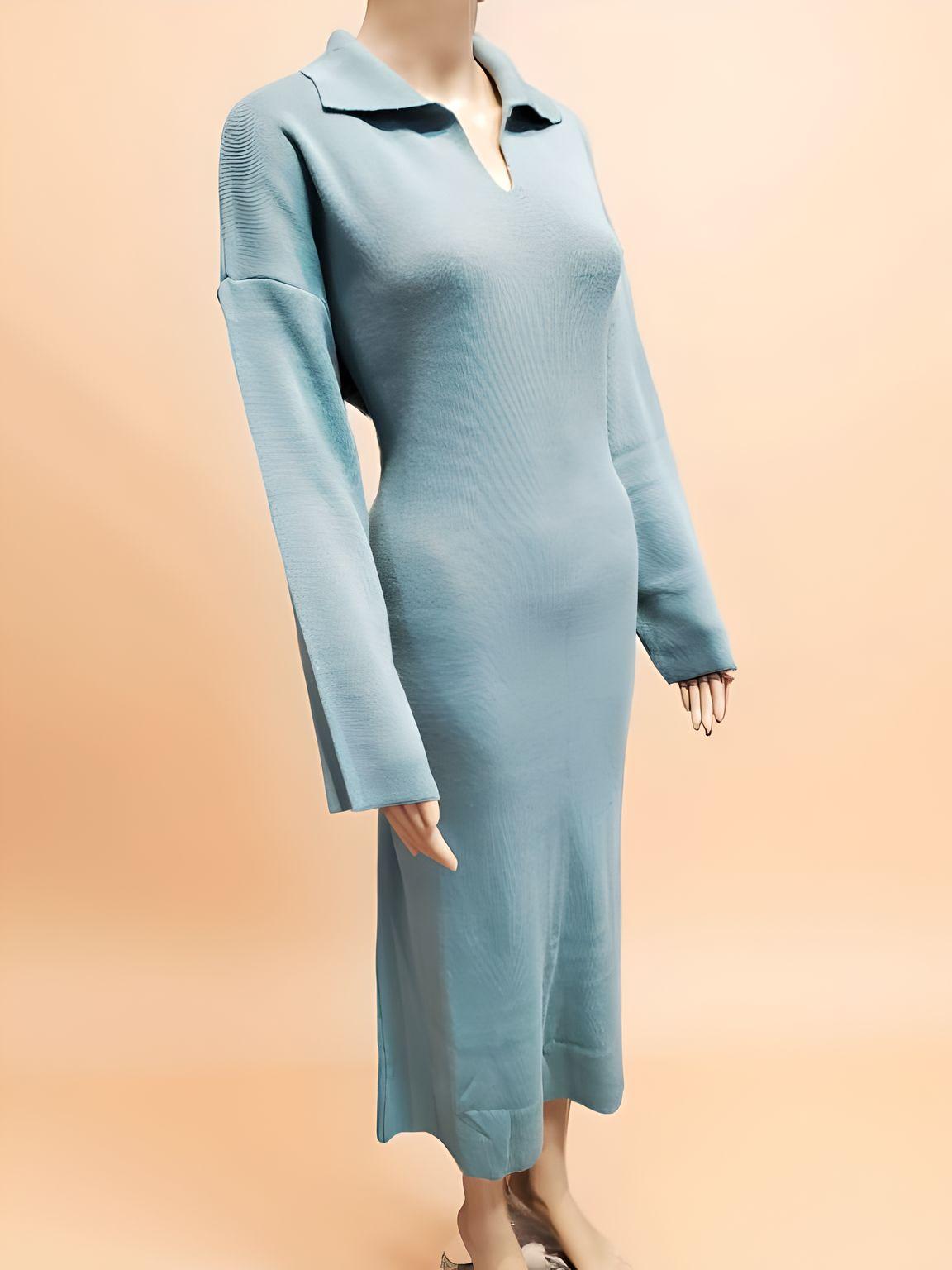 Collared Long Dress - Velora Luxury Fashion