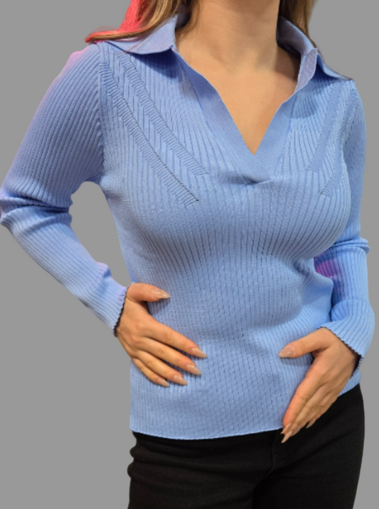 Collared Neck Top Astudio.fashion