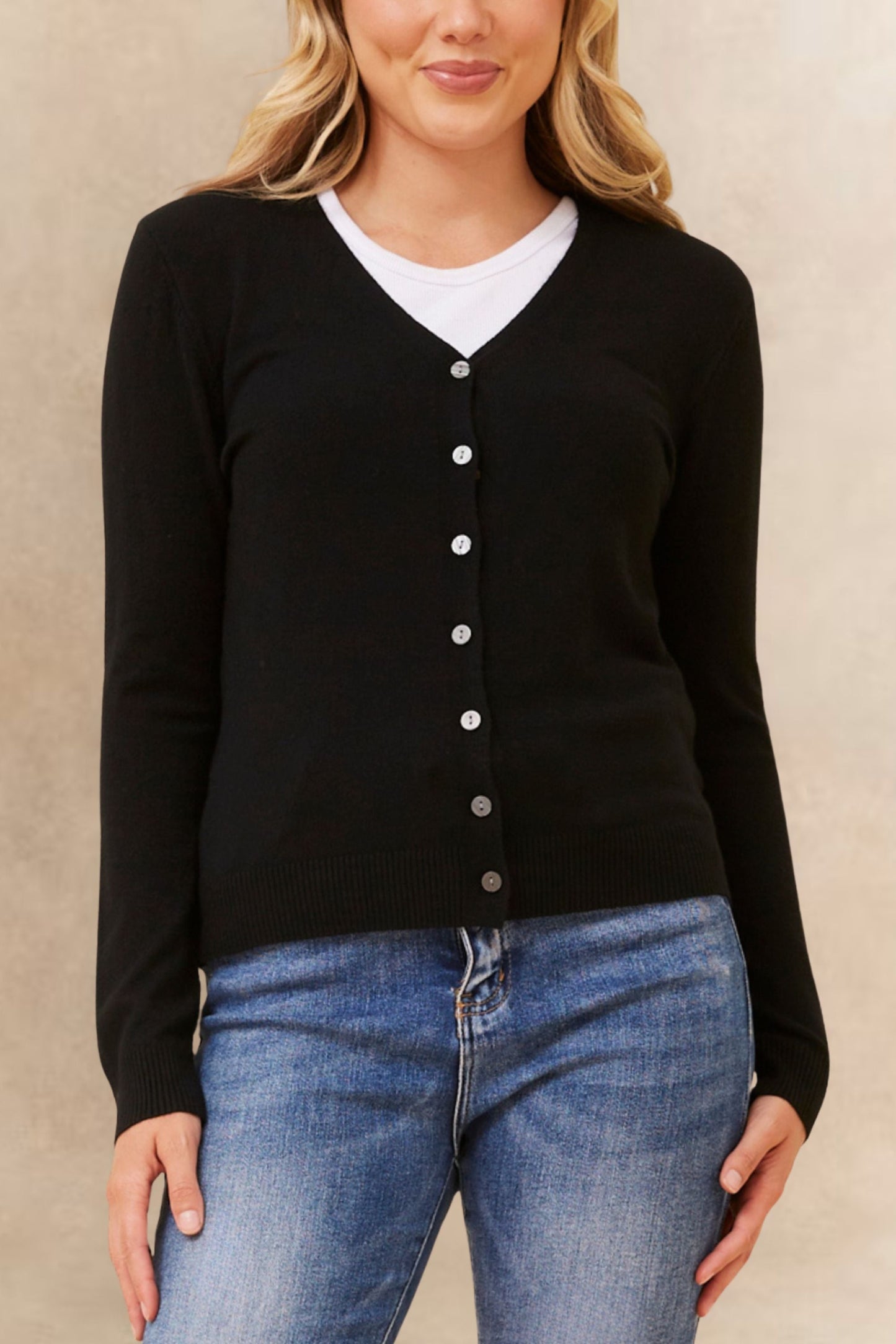 Collette Lightweight Solid Cardigan Button Front Long Sleeves - Velora Luxury Fashion