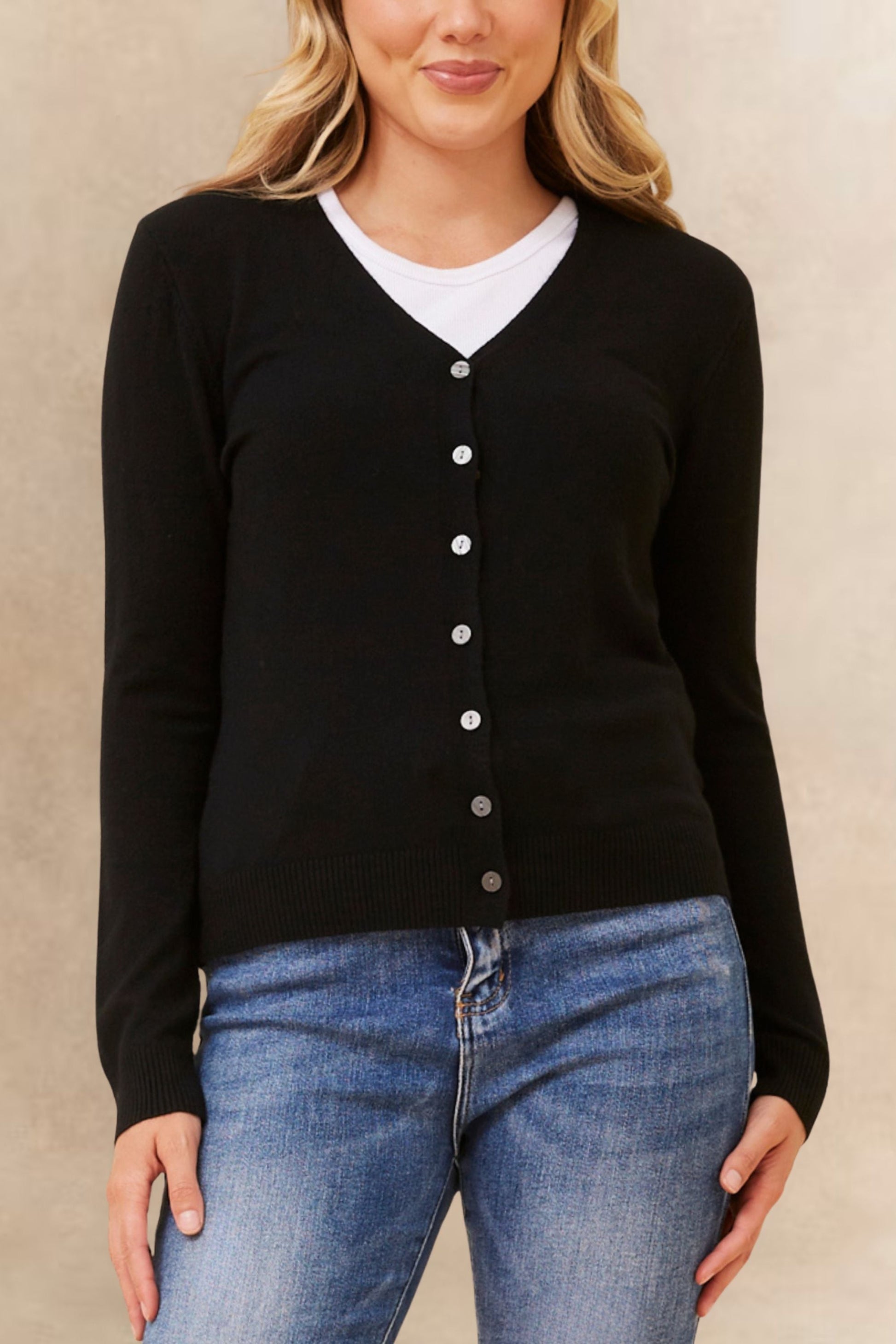 Collette Lightweight Solid Cardigan Button Front Long Sleeves - Velora Luxury Fashion