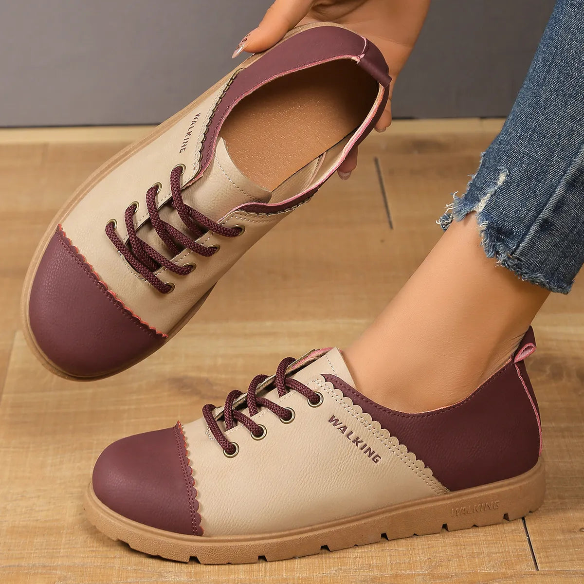 Color Block Lace Up Sneakers - Velora Luxury Fashion