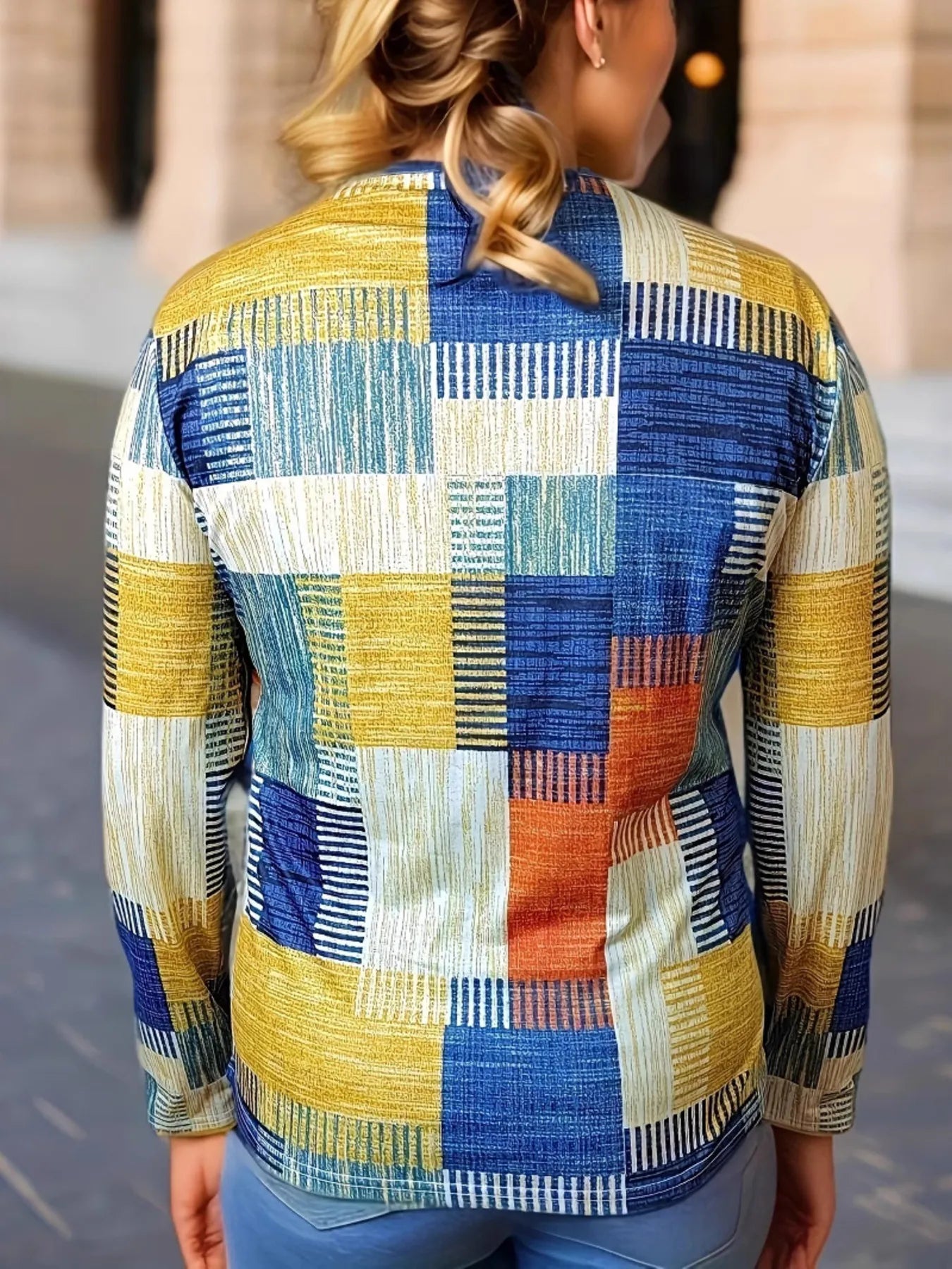 Color Block Zip Front Long Sleeve Top - Velora Luxury Fashion