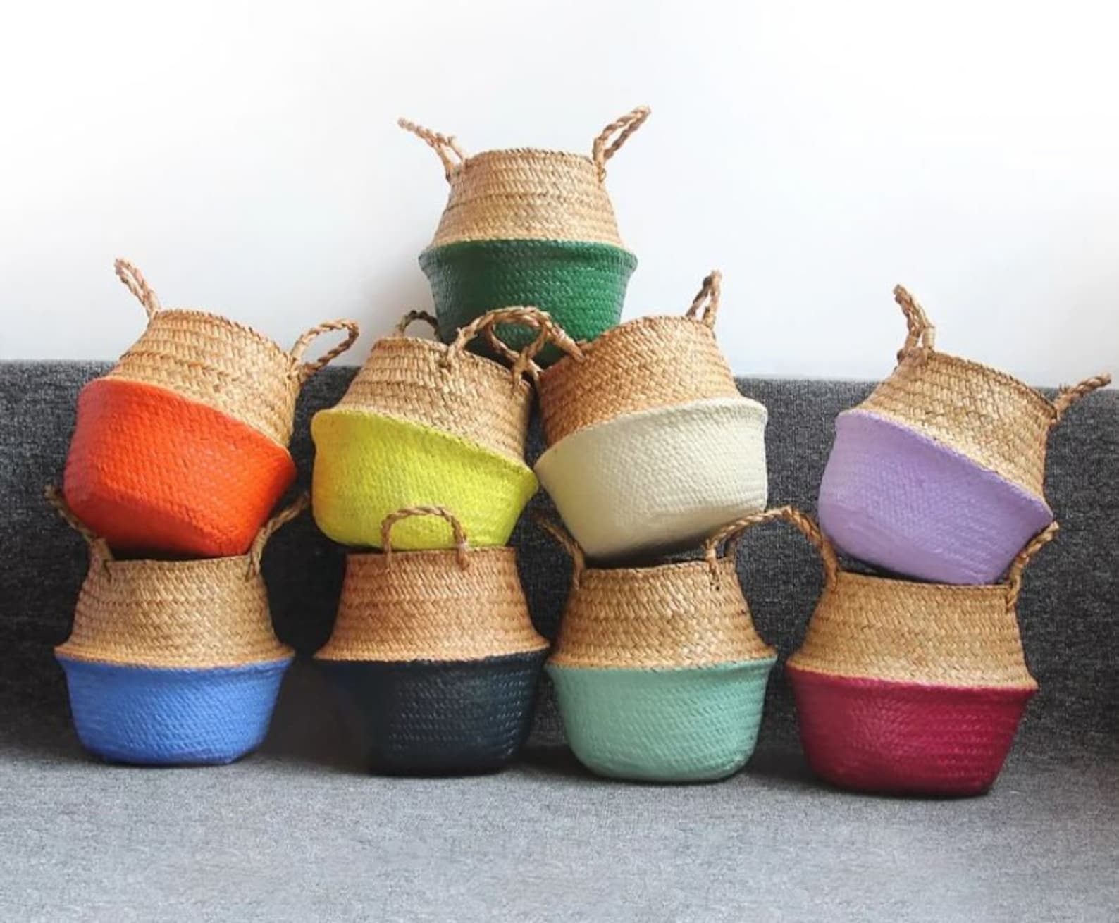 Colored Wicker Basket - Velora Luxury Fashion