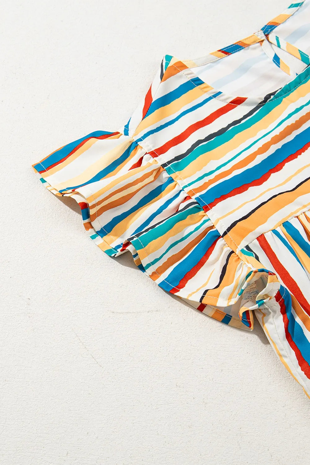 Colorful Striped Cap Sleeve Blouse - Velora Luxury Fashion