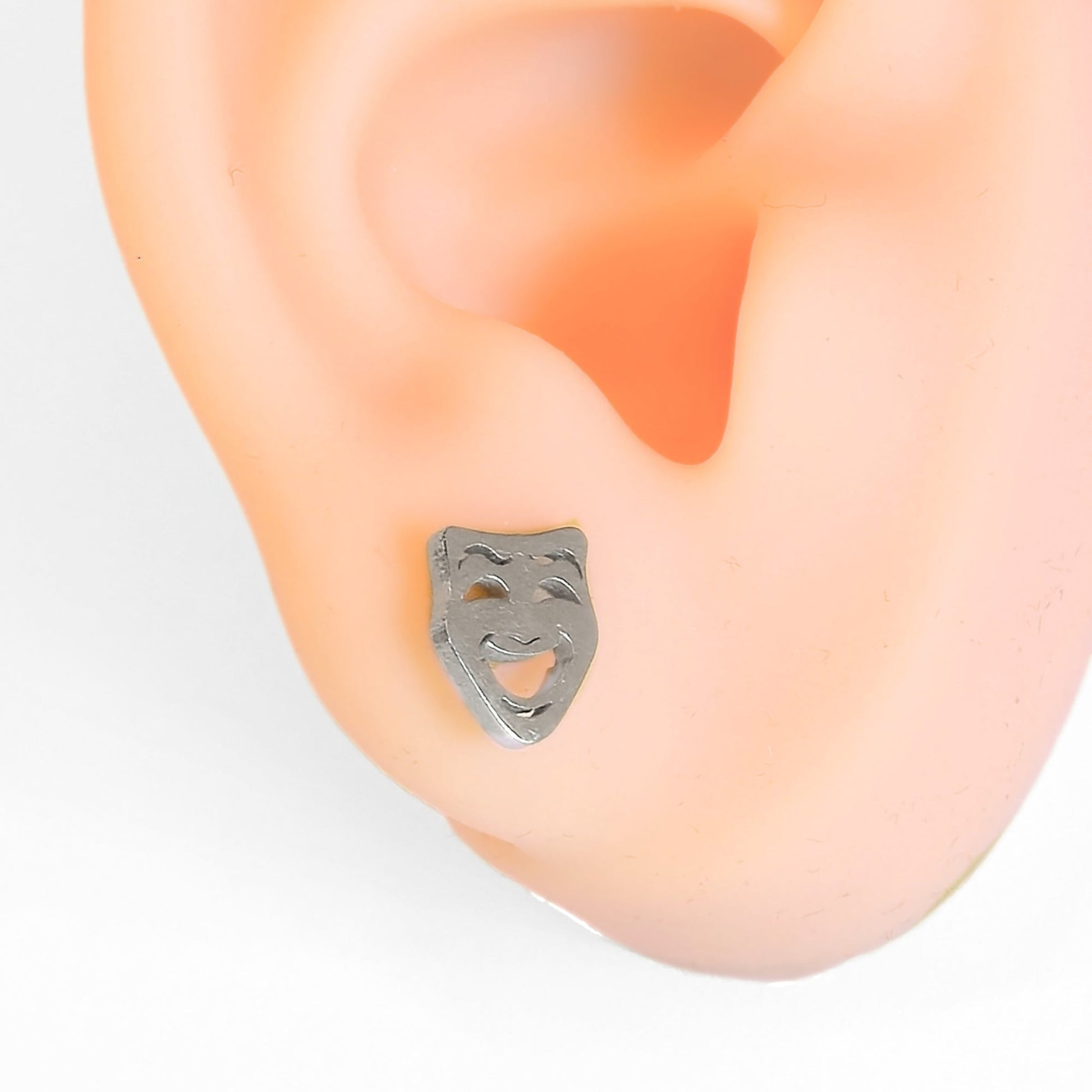Comedy & Tragedy Studs (Silver) - Velora Luxury Fashion