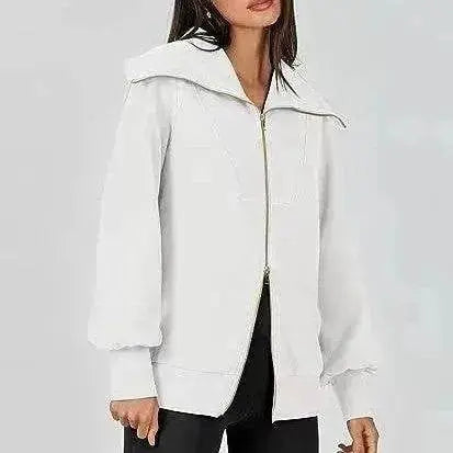 Comfortable Large Collar Double Zipper Sweater