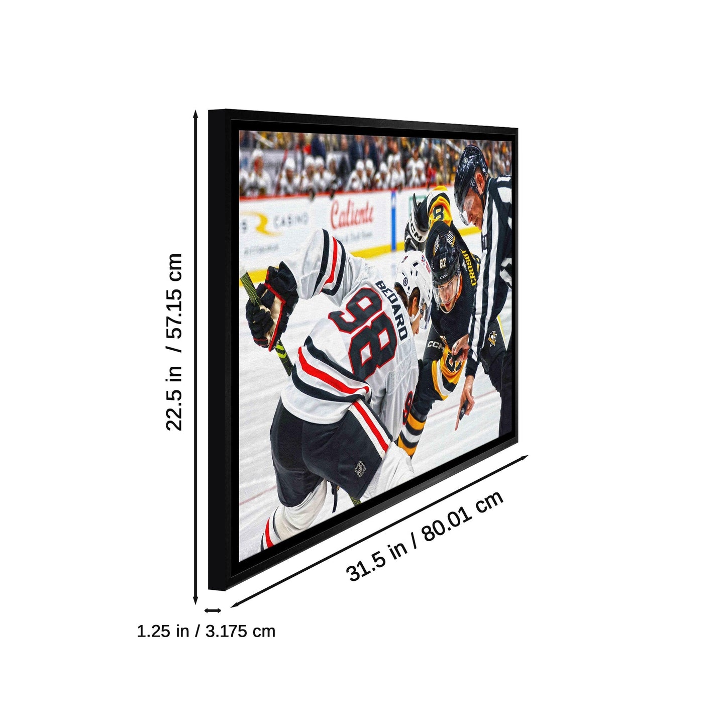 Connor Bedard 20x29 Framed Canvas Blackhawks vs Crosby - Velora Luxury Fashion