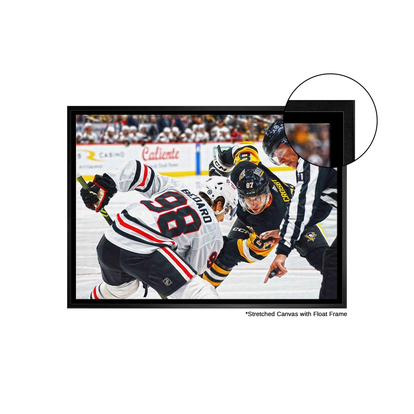 Connor Bedard 20x29 Framed Canvas Blackhawks vs Crosby - Velora Luxury Fashion