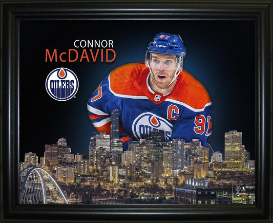 Connor McDavid 16x20 Framed Skyline Print Edmonton Oilers - Velora Luxury Fashion