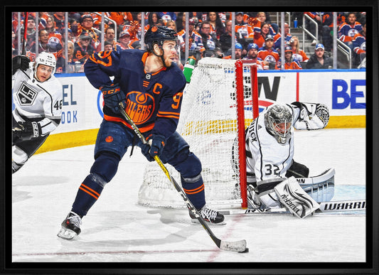 Connor McDavid Edmonton Oilers Framed 20x29 Canvas vs Los Angeles Kings - Velora Luxury Fashion