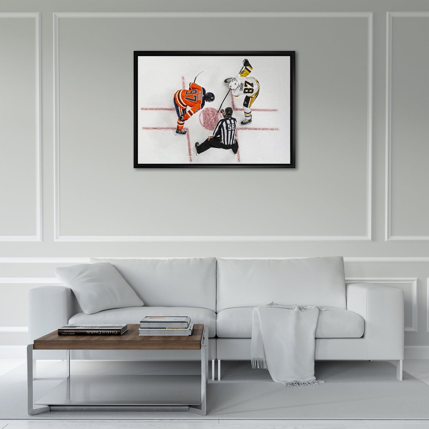 Connor McDavid and Sidney Crosby Framed 20x29 Overhead Face-off Canvas - Velora Luxury Fashion