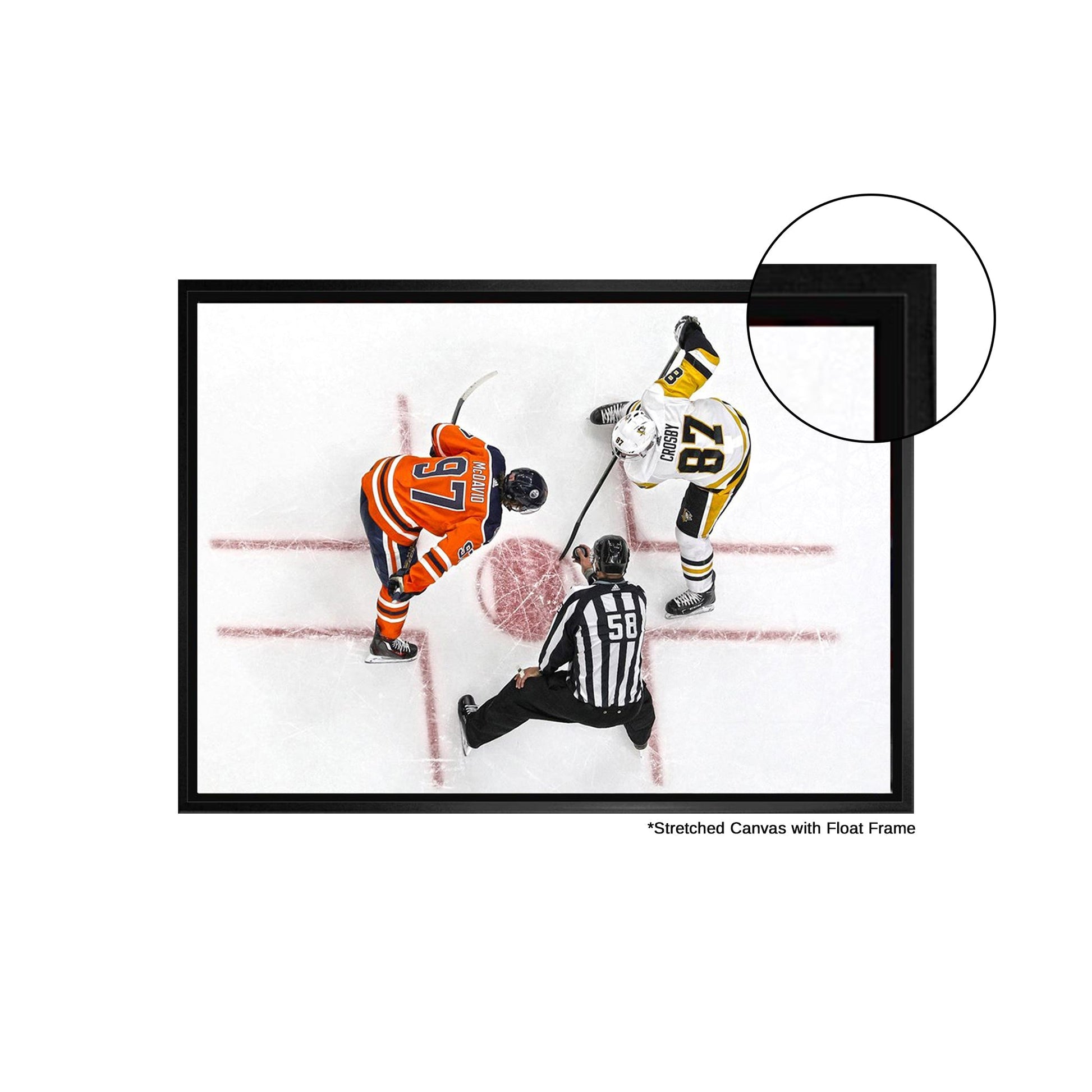 Connor McDavid and Sidney Crosby Framed 20x29 Overhead Face-off Canvas - Velora Luxury Fashion
