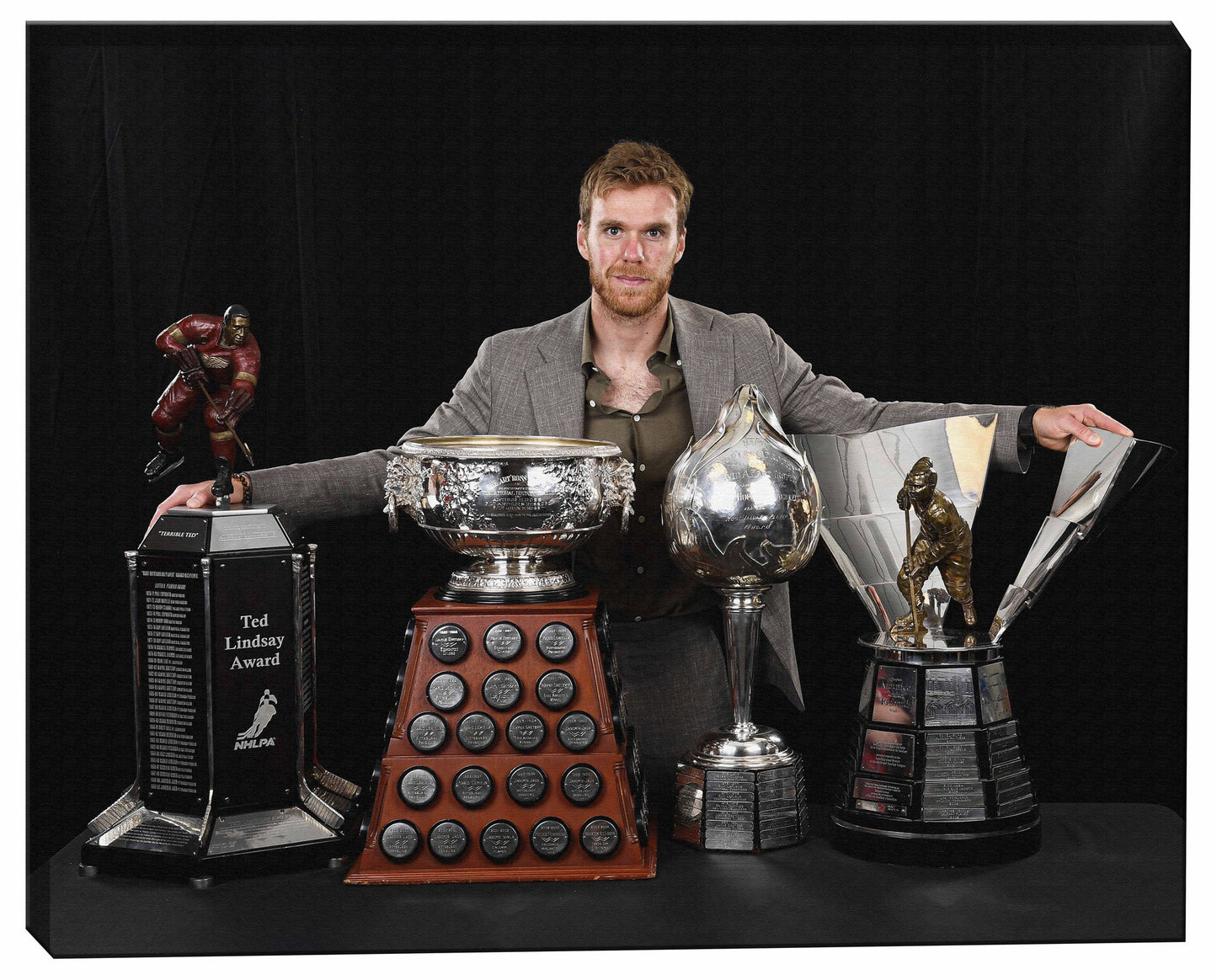 Connor Mcdavid 16x20 Unsigned Stretched Canvas 2023 Trophies-H - Velora Luxury Fashion