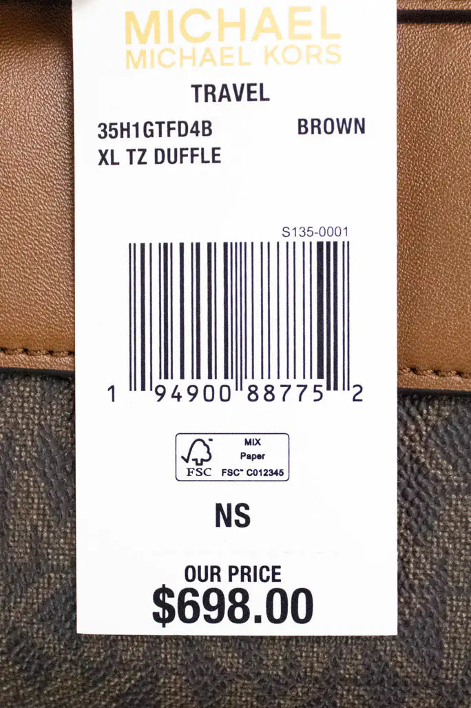 Copy of Michael Kors Travel Extra Large Brown PVC Top Zip Duffle Weekender Luggage Bag - Velora Luxury Fashion