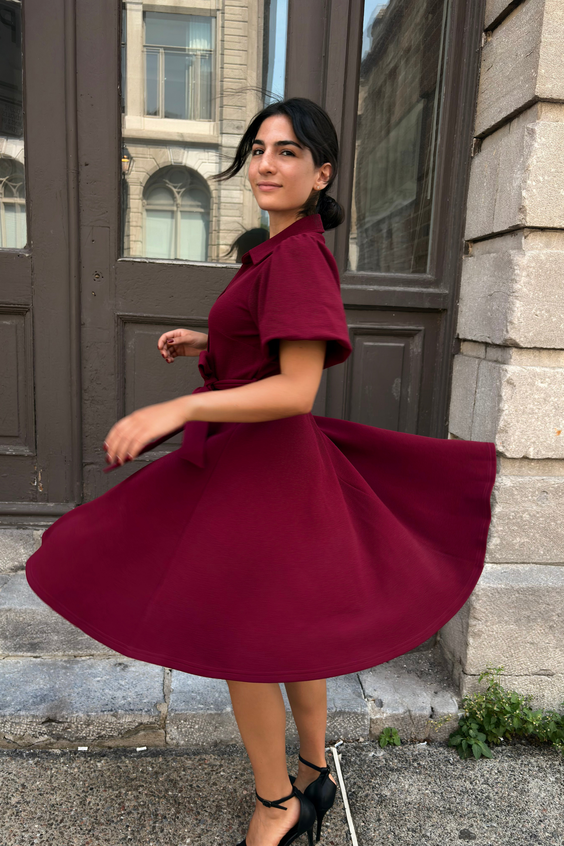 Coralie Tie-Waist Fit & Flare Dress - Velora Luxury Fashion