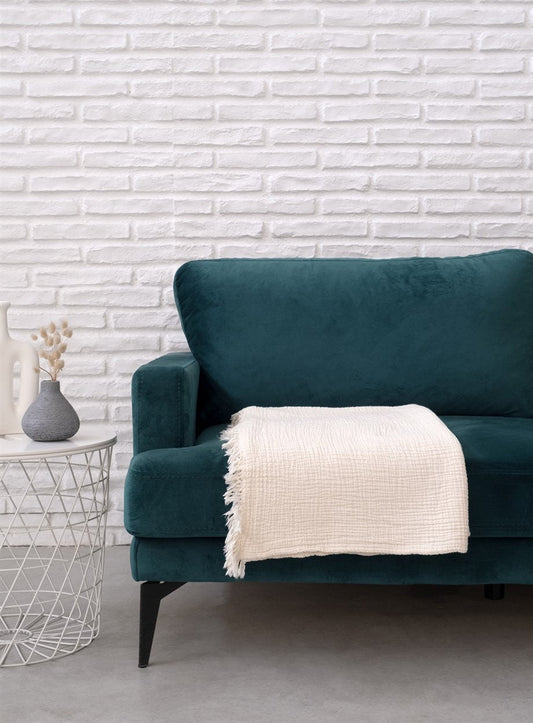 Cotton Beige Boho Throw Blanket - Velora Luxury Fashion