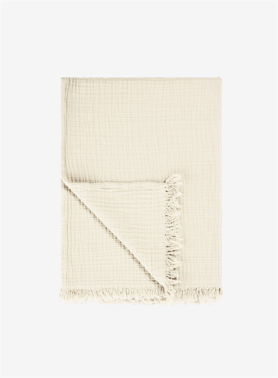 Cotton Beige Boho Throw Blanket - Velora Luxury Fashion