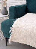 Cotton Beige Boho Throw Blanket - Velora Luxury Fashion