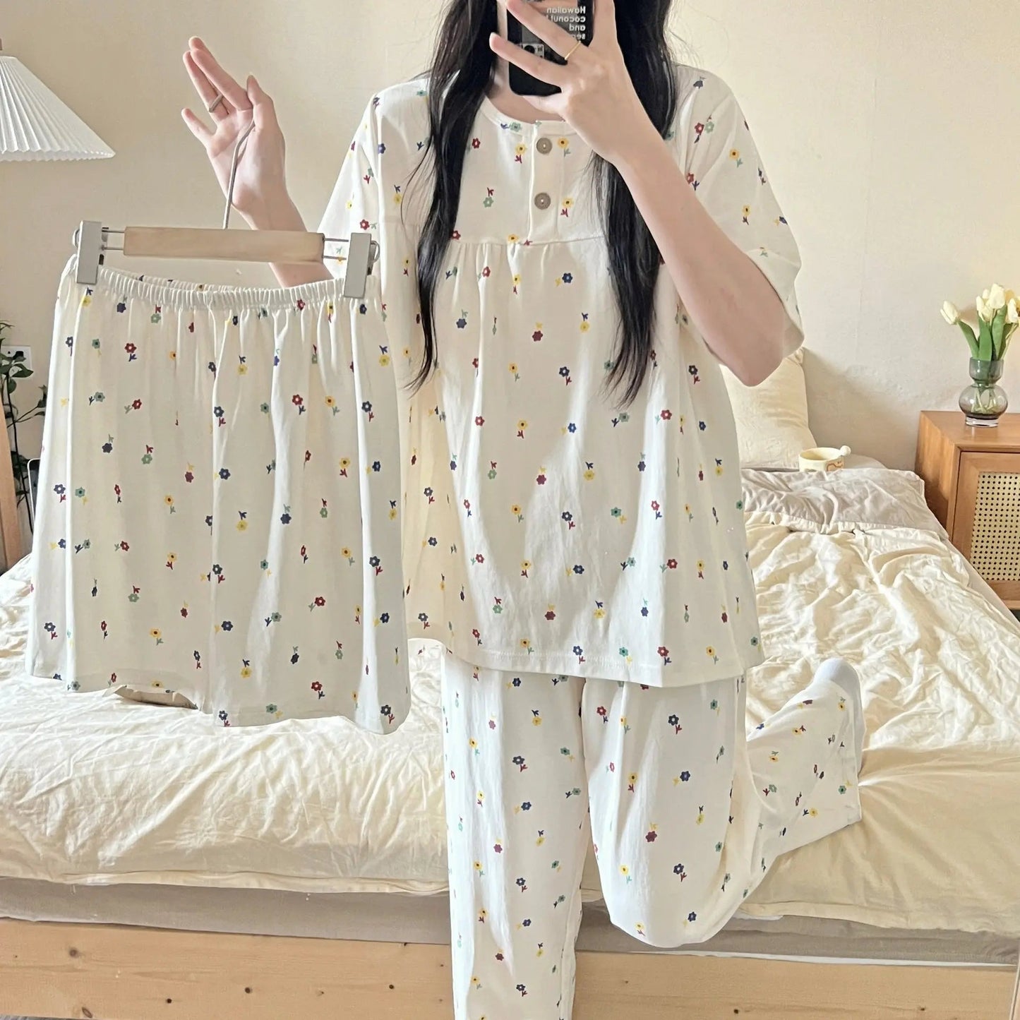 Cotton Three-piece Pajamas For Women Spring And Summer EX-STOCK Canada