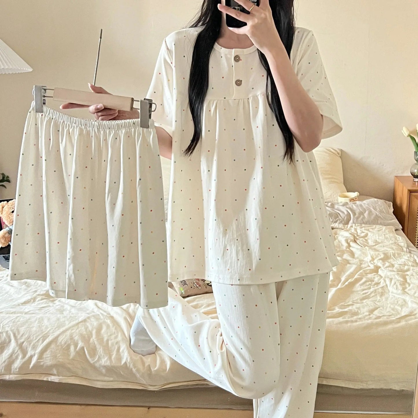 Cotton Three-piece Pajamas For Women Spring And Summer EX-STOCK Canada