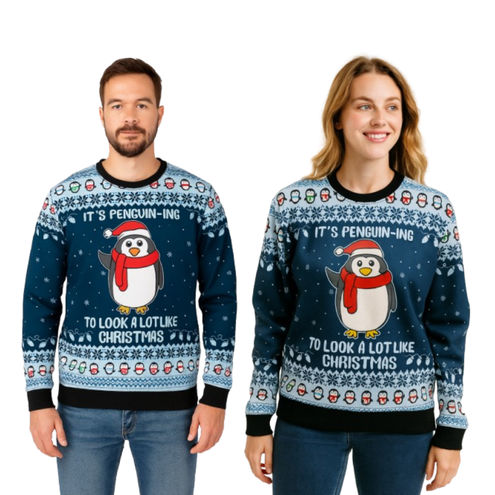 Couple - Cute Penguin Sweater with Pom Pom - Velora Luxury Fashion
