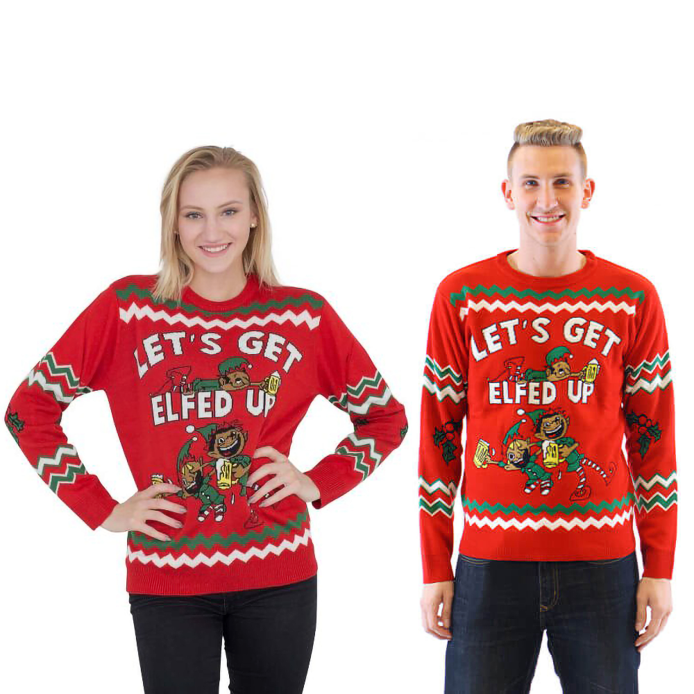 Couple - Let Get Elfed Up Drunken Elves  Sweater - Velora Luxury Fashion