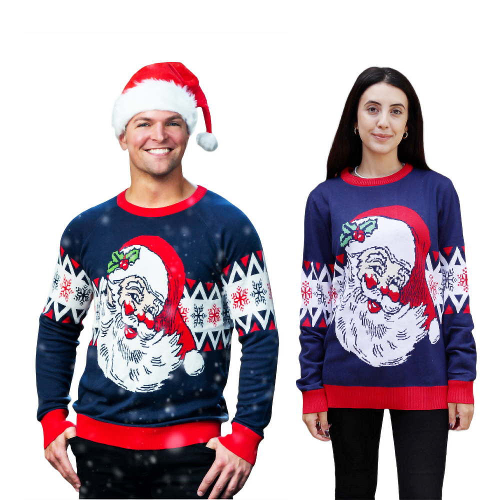 Couple - Vintage Laughing Santa  Sweater - Velora Luxury Fashion