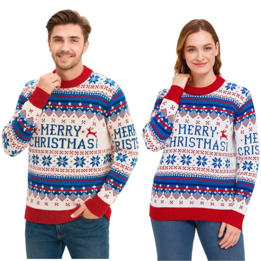 Couple - White Merry Christmas Sweater - Velora Luxury Fashion