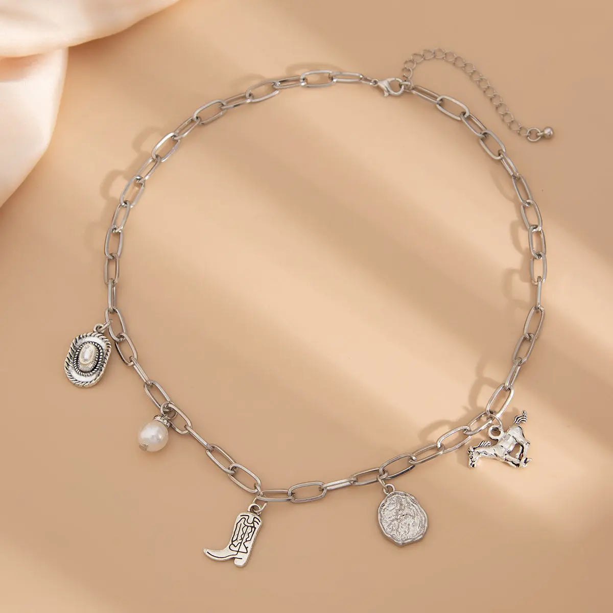 Cowboy Boot Alloy Pendant Necklace Irregular - Velora