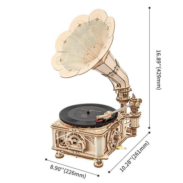 Crank Classic Gramophone Kit | Kidstoylover - DIY Wooden Assembly Toy - Velora Luxury Fashion