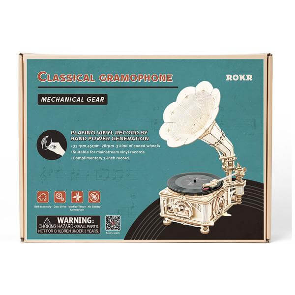 Crank Classic Gramophone Kit | Kidstoylover - DIY Wooden Assembly Toy - Velora Luxury Fashion