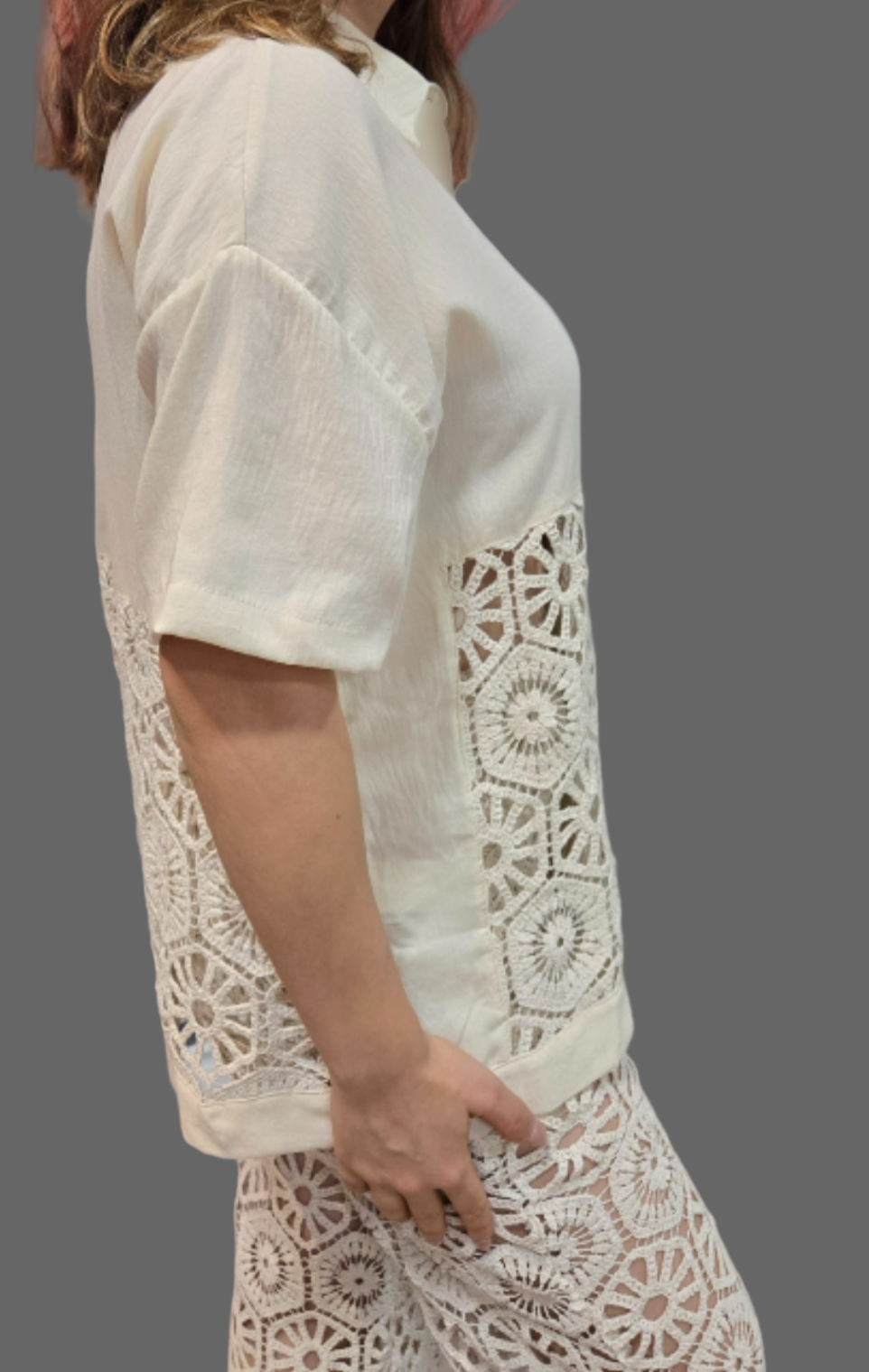 Cream Crochet Lined Over Shirt - Velora Luxury Fashion