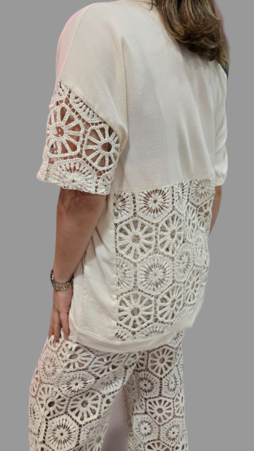 Cream Crochet Lined Over Shirt - Velora Luxury Fashion