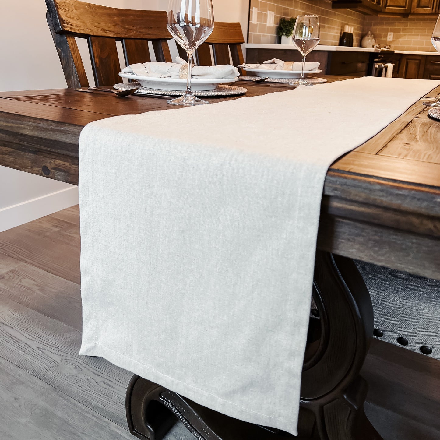 Cream Organic Cotton Hemp Canvas Table/Bed Runner - Velora Luxury Fashion
