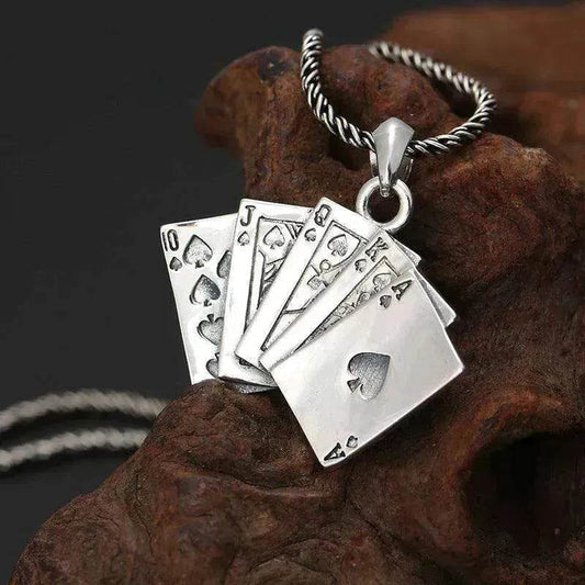 Creative Flush Poker S925 Sterling Silver Pendant - Velora