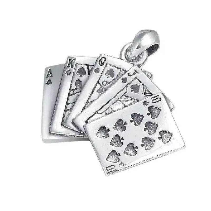 Creative Flush Poker S925 Sterling Silver Pendant - Velora