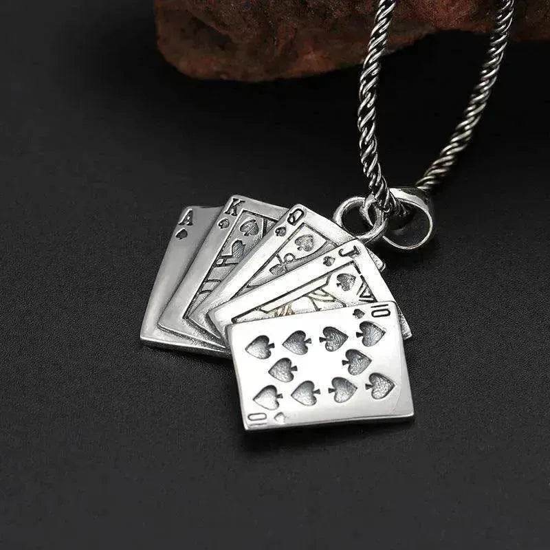 Creative Flush Poker S925 Sterling Silver Pendant - Velora
