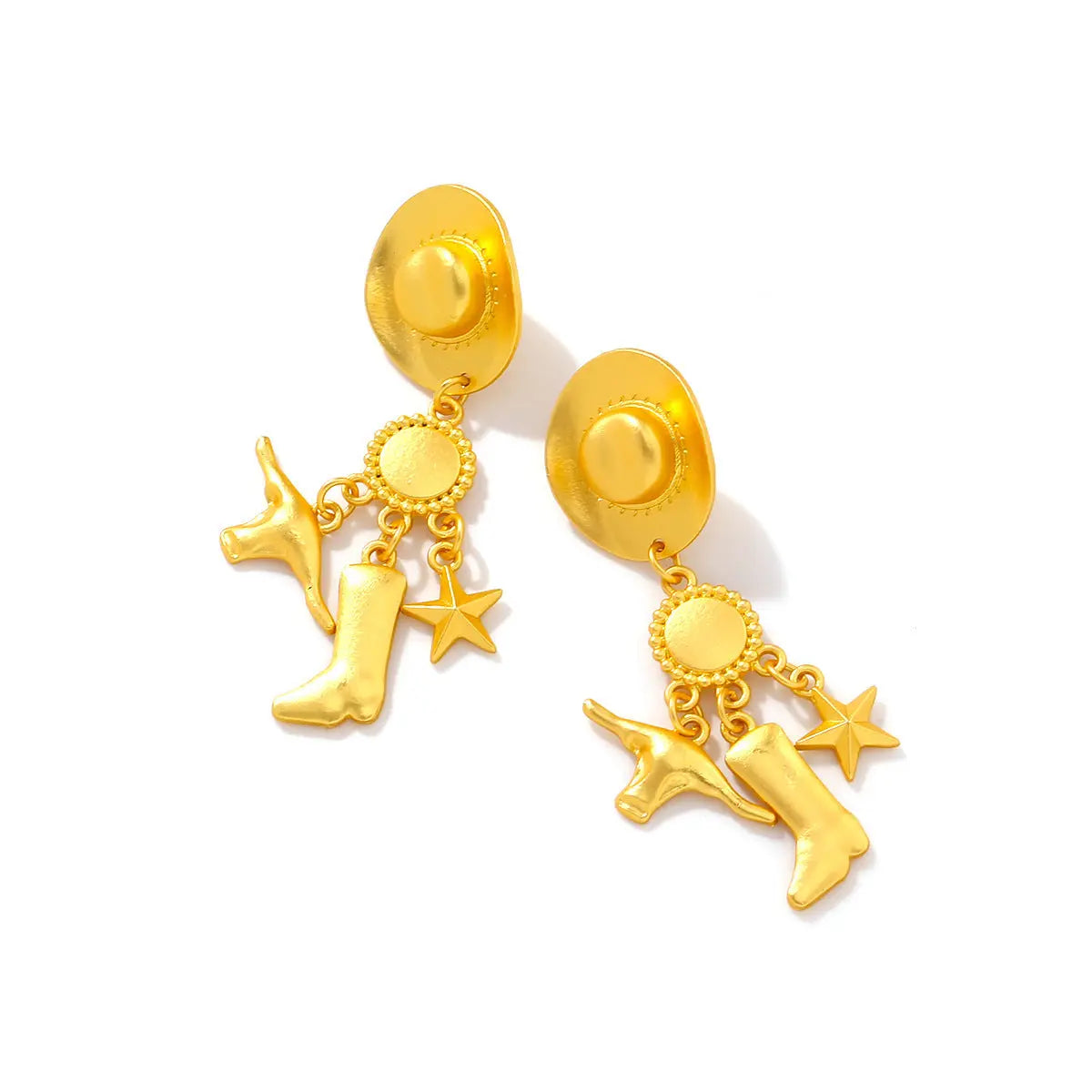 Creative Long Cowboy Hat Eardrops Earrings - Velora