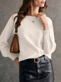 Crew Neck Long Sleeve Sweater - Velora Luxury Fashion