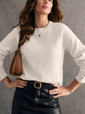 Crew Neck Long Sleeve Sweater - Velora Luxury Fashion