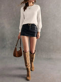 Crew Neck Long Sleeve Sweater - Velora Luxury Fashion